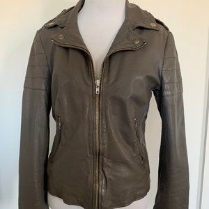 Muubaa Eclipse Leather Biker Jacket in Anthracite